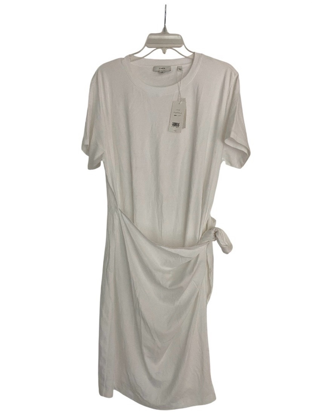 Vince White Mid-Length Tie-Detail Short Sleeve Dress